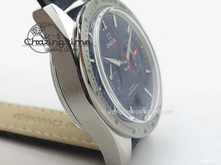 0505 DailyWear Speedmaster ’57 SS Chrono AXF Best Edition Blue Dial on Blue Leather Strap A 8279